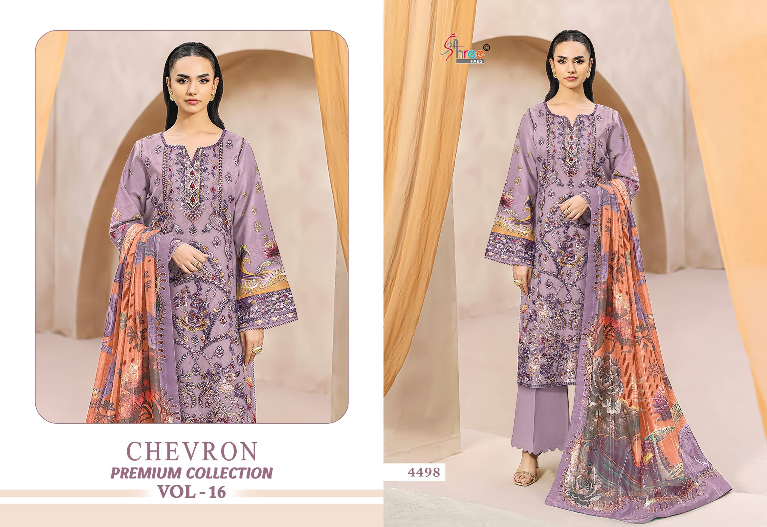 CHEVRON PREMIUM COLLECTION VOL-16 By Shree Fabs Pakistani Stylish Embroidered PURE COTTON Dresses At Wholesale Price